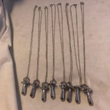 Lot of 8 Identical Silver-Tone Pendant Necklaces