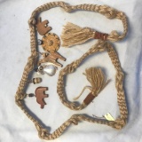Lot of 1 Twine Rope Belt with Wooden and Shell Charms