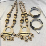 Lot of 2 Similar Style Statement Necklace and Bracelet Sets