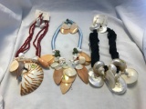 Lot of 3 Seashell Necklace and Earring Sets
