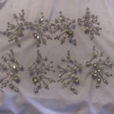 Lot of 4 Pairs of Silver-Toned and Rhinestone Ear-Climber Cuff Earrings