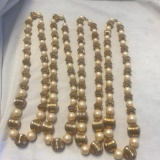 Lot of 4 Identical Gold-Toned and Faux Pearl Beaded Necklaces