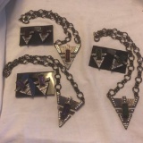 Lot of 3 Similar Silver-Toned Necklace and Earring Sets