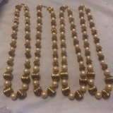 Lot of 4 Identical Gold-Toned and Faux Pearl Beaded Necklaces