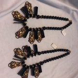 Lot of 2 Identical Black and Gold-Toned Necklaces