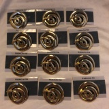 Lot of 12 Identical Gold-Toned Brooches