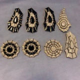 Lot of 8 Similar-Style Black and White Brooches