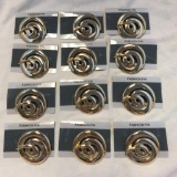 Lot of 12 Identical Gold-Toned Brooches