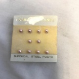 5 Pairs of Identical Small Faux Pearl Stud Earrings