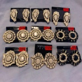 Lot of 9 Pairs of Similar Black and White Clip-On Earrings