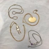 Lot of 4 Silver and Gold Tone Thin Chain Necklaces