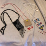 Lot of 3 Similar Small Beaded Purse Necklaces