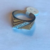 14KT Gold Electroplated Ring with Cubic Zirconia Center Detail (Size 11)