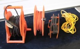 Lot of 4 extension cords with reels