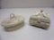 Pair of Off- White Trinket boxes Metal and Wood