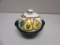 Crockware Pot w/ PEARS Design Handpainted Lid 6
