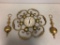 Metal Gold Painted Wall Clock with decor