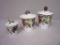 Set of 3 White Ceramic Fruit Design Lidded Jars