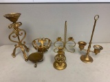 Lot of 6 Metal Candle Holders Painted Gold