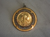 1945 .90 Silver Gold-Tone Kennedy Half Dollar Pendant