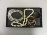 Tray Lot of Miscellaneous Necklaces and Bangle Bracelets