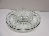 Glass Sectioned Party Dish w/ Center Bowl and Wire Base 14