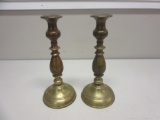 Pair of Weighted ETHAN ALLEN Old Brass Candlesticks 11