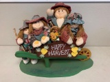 Happy Harvest Home Decor Display with 4 Cloth Figures Dolls