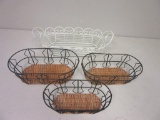 Lot of 4 Metal Wire and Wicker Decorative Baskets