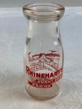 Vintage RHINEHART Sunny Brae Farms 1/2 Pint Milk Bottle