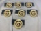 Lot of 7 Identical White and Gold-Tone Swirl Brooches