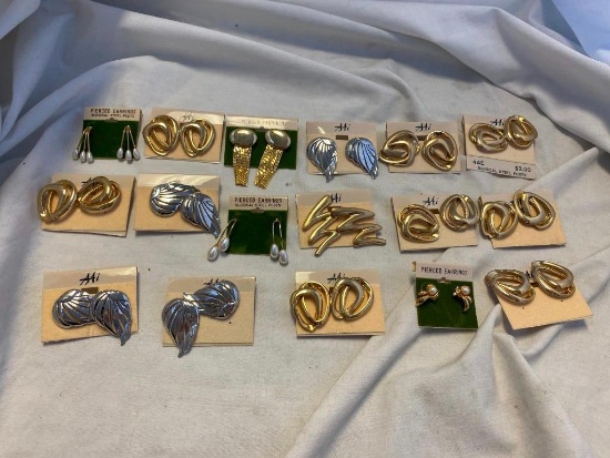Lot of 17 Silver and Gold Tone Misc. Pierced Earrings