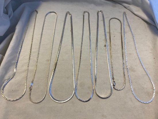 Lot of 7 Silver-Tone Chain Necklaces