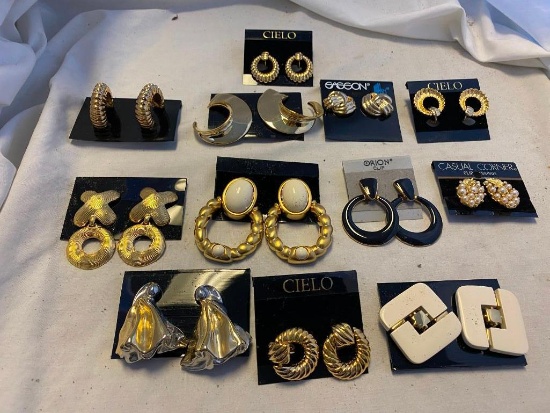 Lot of 12 Gold-Tone Clip-On Earrings