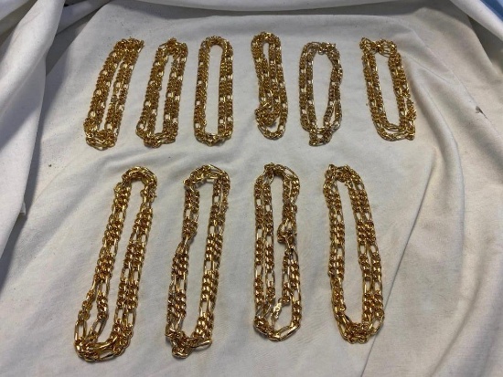Lot of 10 Identical Gold-Tone Chain Necklaces
