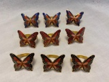 Lot of 9 Cloisonne Butterfly Scarf Clips