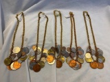 Lot of 5 Identical Coin Necklaces