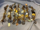 Lot of 7 Identical Gold-Tone Coin Bracelets