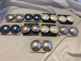 Lot of 8 Round Gray and White Clip-On Earrings