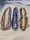 Lot of 3 Seed Bead Necklaces