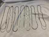 Lot of 7 Identical Thin Silver-Tone Chain Necklaces