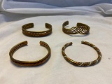 Lot of 4 Gold and Copper Tone Bracelets