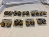 Lot of 9 Yellow, Blue, and White Seed Bead Pierced Earrings