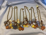 Lot of 6 Identical Gold-Tone Coin Necklaces
