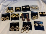 Lot of 12 Gold-Tone Clip-On and Pierced Earrings