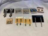 Lot of 9 Clip-On and Pierced Rhinestone Earrings