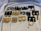 Lot of 13 Misc. Gold-Tone Earrings