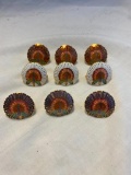 Lot of 9 Cloisonne Peacock Scarf Clips