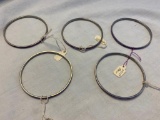 Lot of 5 Identical Purple and Silver-Tone Bracelets