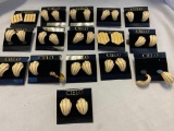 Lot of 16 White and Gold-Tone Clip-On Earrings